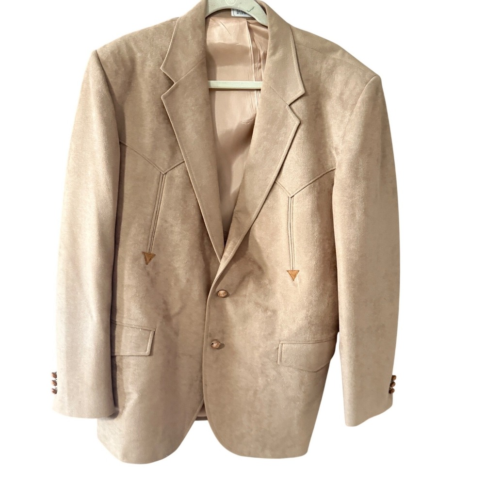 Brad Whitney Vintage Western Sonora Suede Blazer Tan Beige Mens 46R Sport Coat